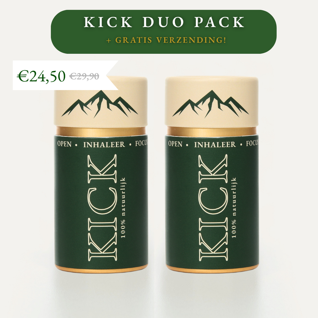 Twee Kick geur-inhalatoren als duo voor dagelijks focusritueel