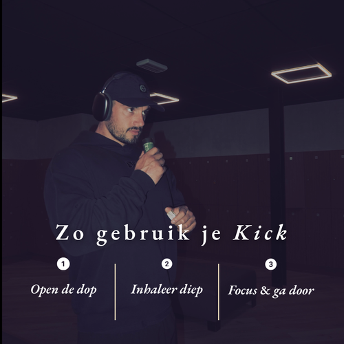 Kick natuurlijke inhalator gebruikt tijdens training voor mentale reset