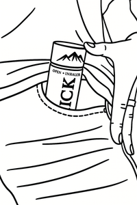 Visualisatie van het gebruiksritueel: Kick openen en inhaleren